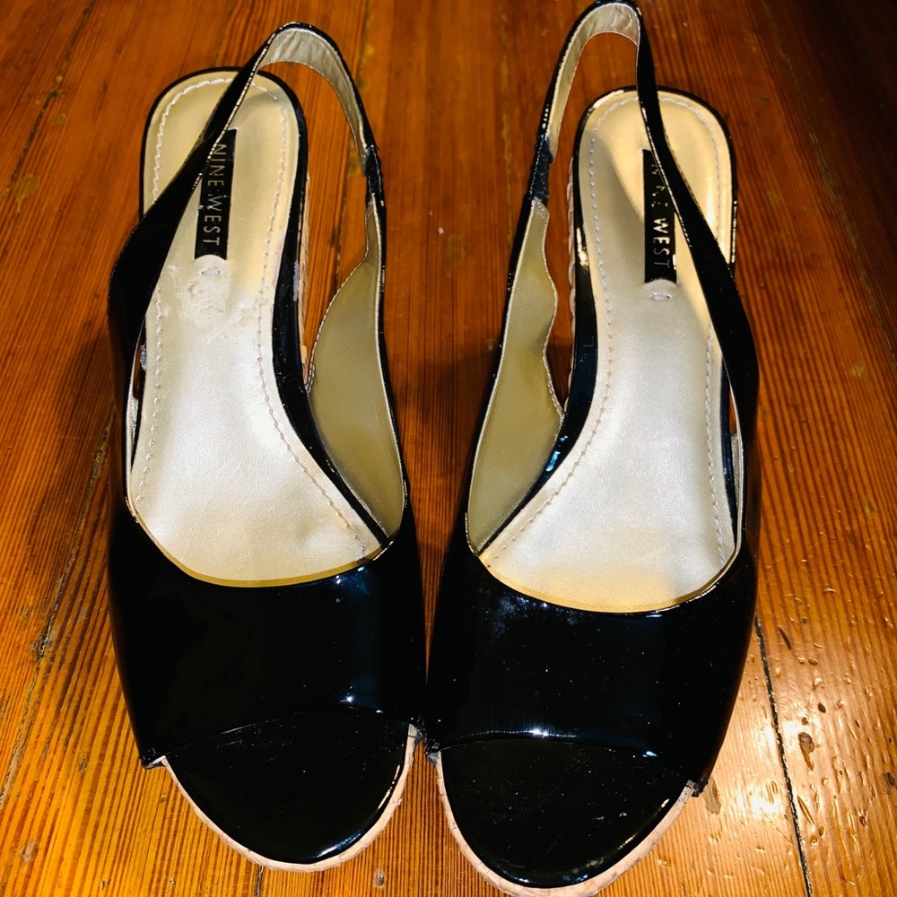 Nine West Danube Black Patent Wedge